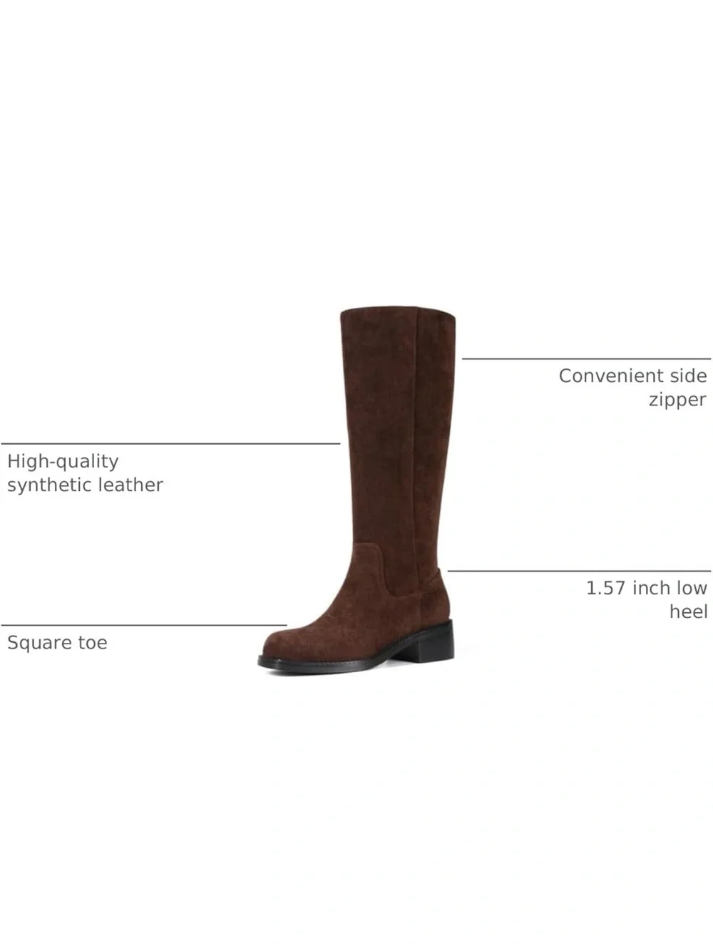 Tall Suede Knee High Boots in Dark Chocolate Brown Size 9